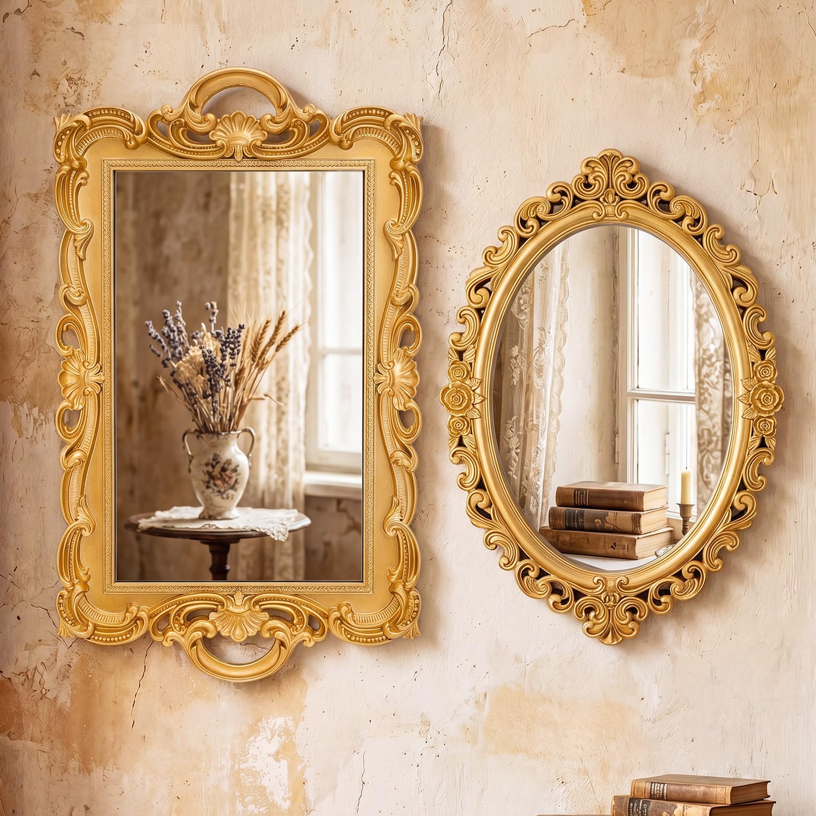 Amazon.com: Beeveer 2 Style Vintage Mirrors Set Decorative Oval